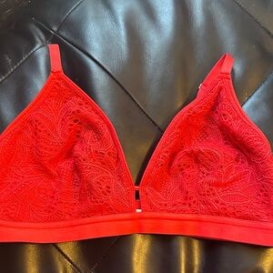 Lively Vibrant Red Lace Bralette